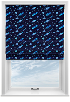 Rocket Adventure, Cosmic Blue - Roman Blind